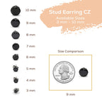 Cubic Zirconia Round Black Stud Earrings Set Of 2 Stainless Steel Jewelry Men Women