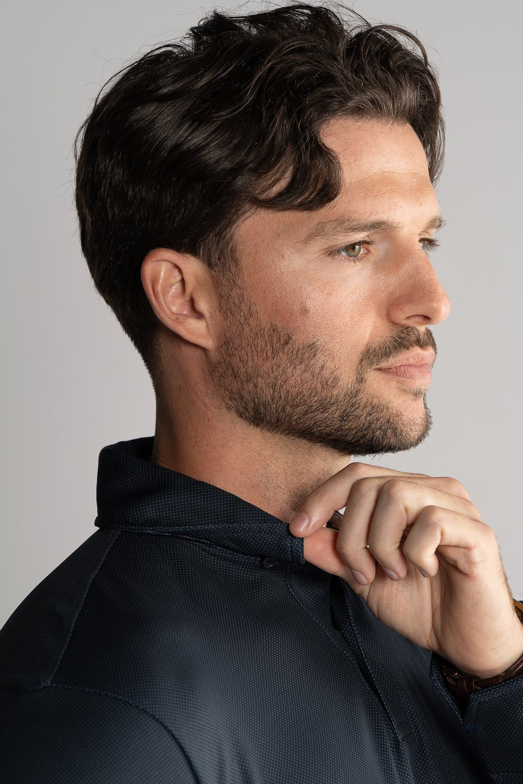 Long Sleeve Polo Dot // Charcoal