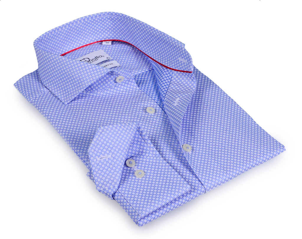 Lt Blue Long Sleeve Shirt with contract trimming // Dual cuffs// contemporary fit- Final Sale
