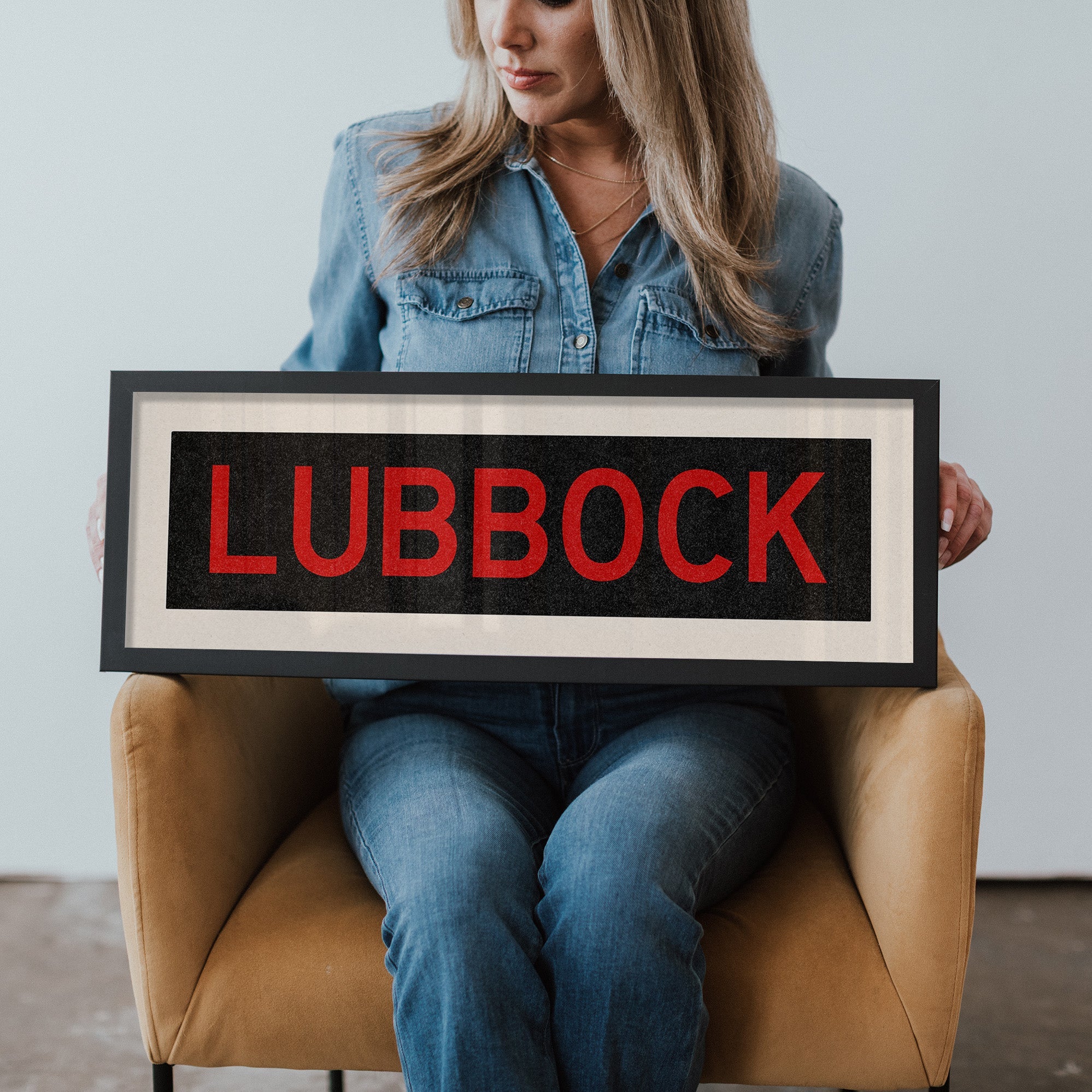 Framed Lubbock Red and Black Bus Scroll