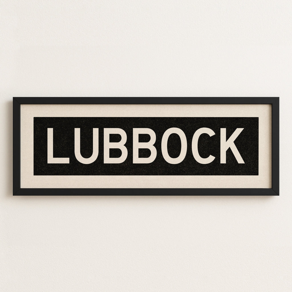 Framed Lubbock Bus Scroll Sign
