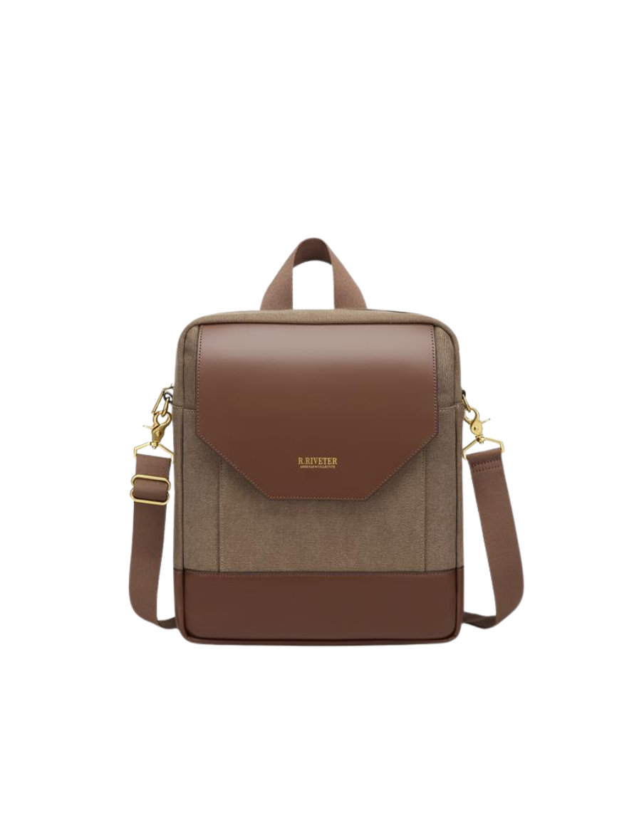 Corbin | Chocolate Washed Canvas + Brown Leather