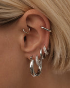 Chain Link Huggies- Silver (Ships Late June)