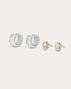 The Georgia Stone Earring Set- Silver