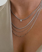 Bardot Stud Charm Necklace- Silver
