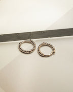 Mini Continuous Beaded Huggies- Silver