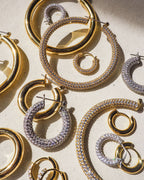 Pave Baby Amalfi Hoops- Gold (Ships Mid June)