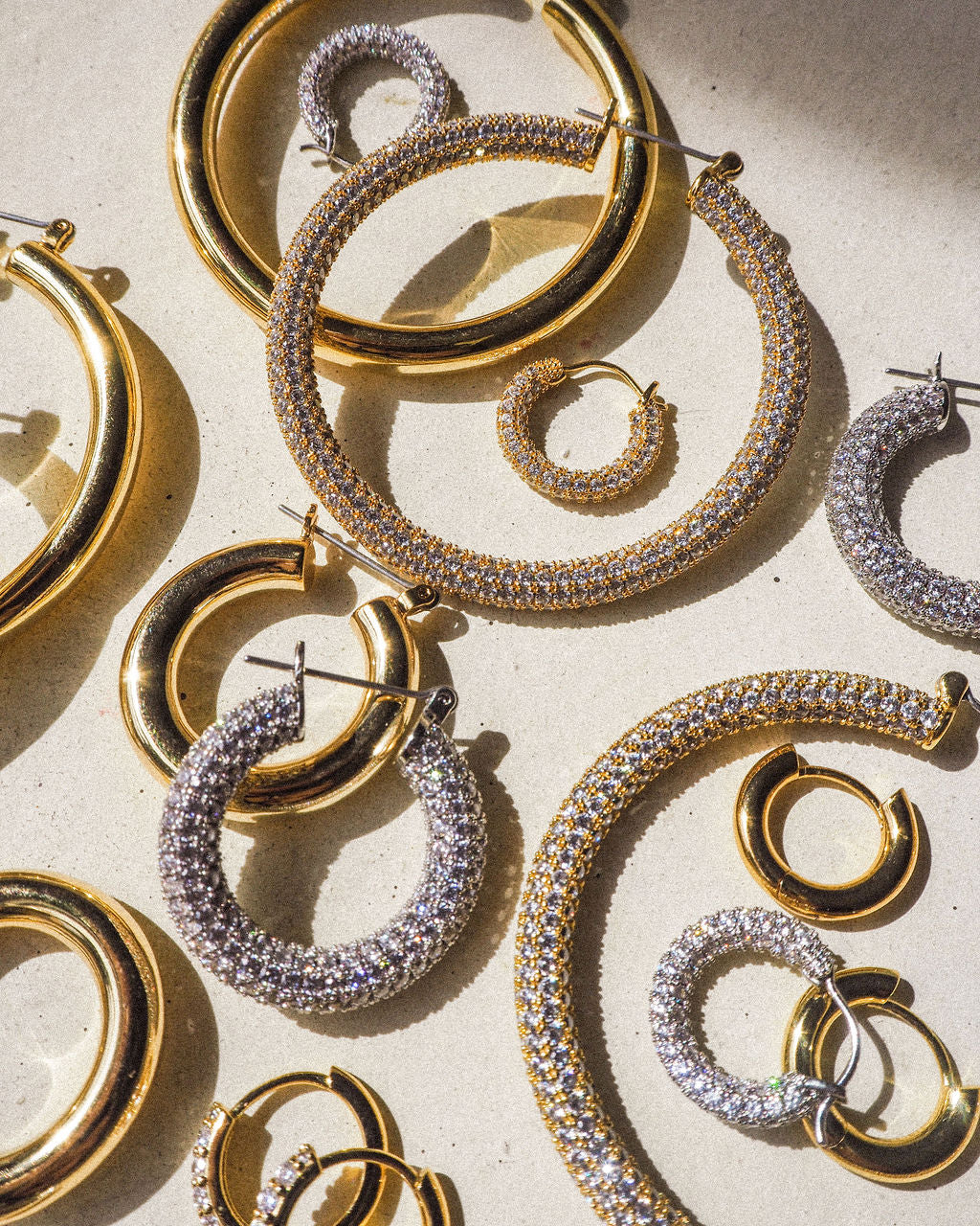 Pave Baby Amalfi Hoops- Gold (Ships Mid June)