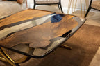 Luxurious Ivory Shaped Epoxy Resin Dining Room Coffee Table