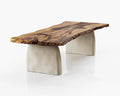 Wabi Sabi Style Luxury Solid Wood Walnut Table with Stone Inspired Legs