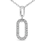 14K White Gold Diamond Accent Paperclip Pendant Necklace