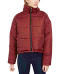 Celebrity Pink Junior's Plaid Puffer Coat Red Size Small