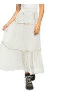 Free People Women's Gray Embellished Textured Maxi Peasant Skirt Blue Size 2