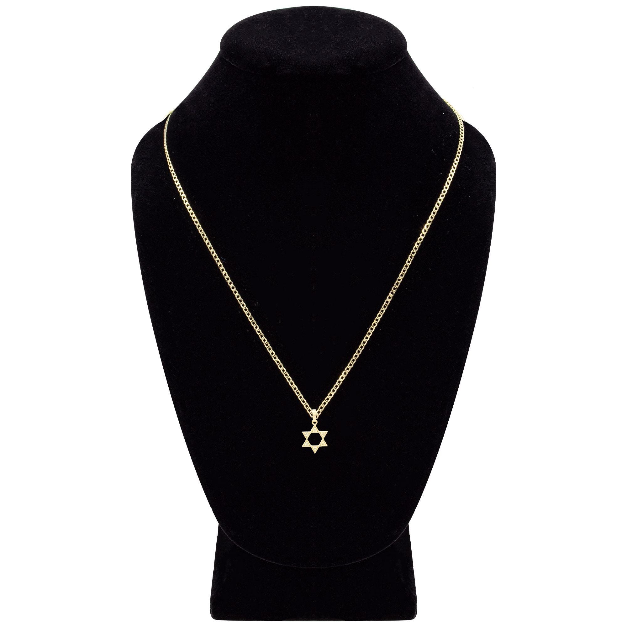 Cubic Zirconia Star Of David Pendant 14K Gold Filled Necklace Set