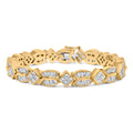 14K Yellow Gold 8 1/5 Cttw Baguette and Princess-Cut Diamond Geometric Twist Link Bracelet (G-H Color, VS1-VS2 Clarity) - Size 7"
