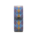 MAJESTIC Flat Titanium Ring with Purple, Blue, and Gold Diamond Pattern - 8mm