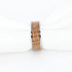 MALT Whiskey Barrel Inlaid Tungsten Men's Wedding Band With Flat Polished Edges Made From Genuine Whiskey Barrels - 8mm