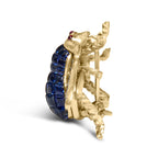 18K Yellow Gold 3/8 Cttw Diamond and 5 4/5 Cttw Blue Sapphire Bumblebee Brooch Pin (F-G Color, VS2-SI1 Clarity)
