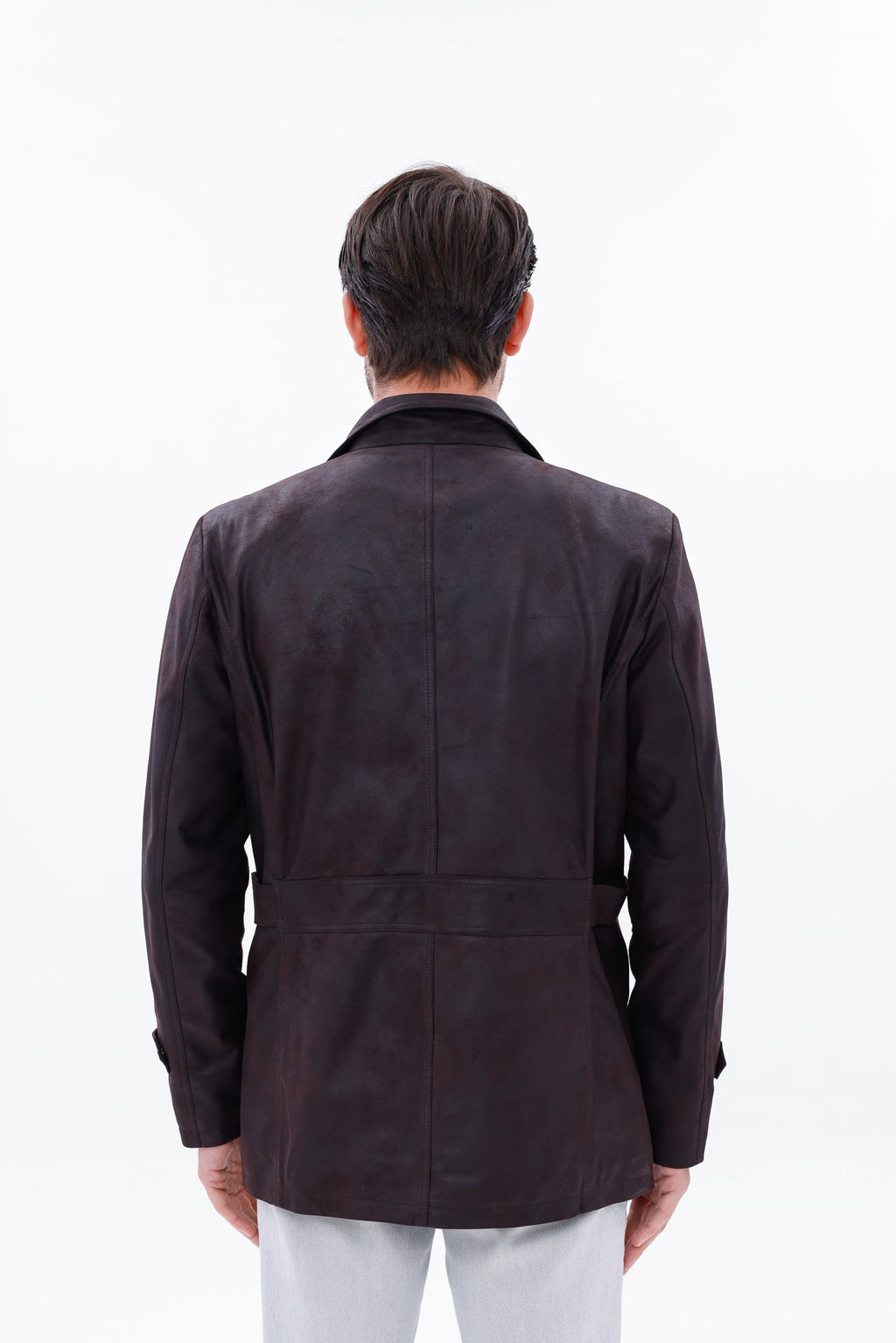 The Cremona Deep Brown Suede Leather Men Jacket