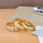 MILLER Gold Plated Tungsten Domed Ring with Brushed Finish - 8mm