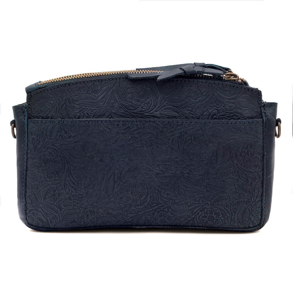 Tooled Leather Crossbody Bag