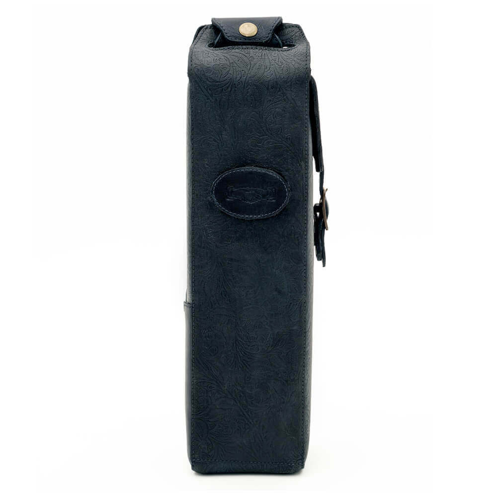 Tooled Leather Single Bottle Wine Carrier