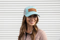 MomVibes - Curved Bill Trucker Snapback (Smoke Blue)