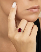 Sterling Silver Mini Garnet Elongated Cushion Ring
