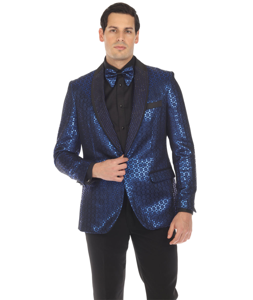 Men's Mojito Blue Shawl Collar Tuxedo 1 Button 2 Vent Slim Fit