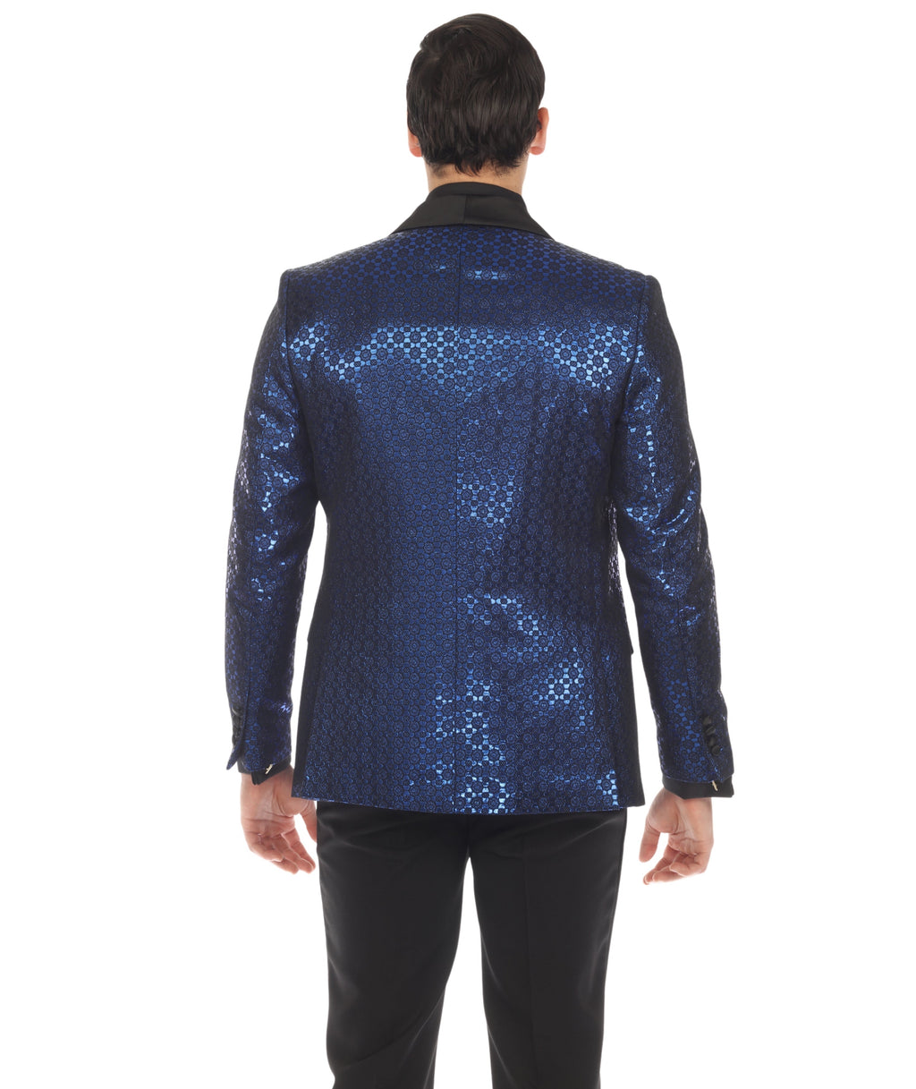 Men's Mojito Blue Shawl Collar Tuxedo 1 Button 2 Vent Slim Fit
