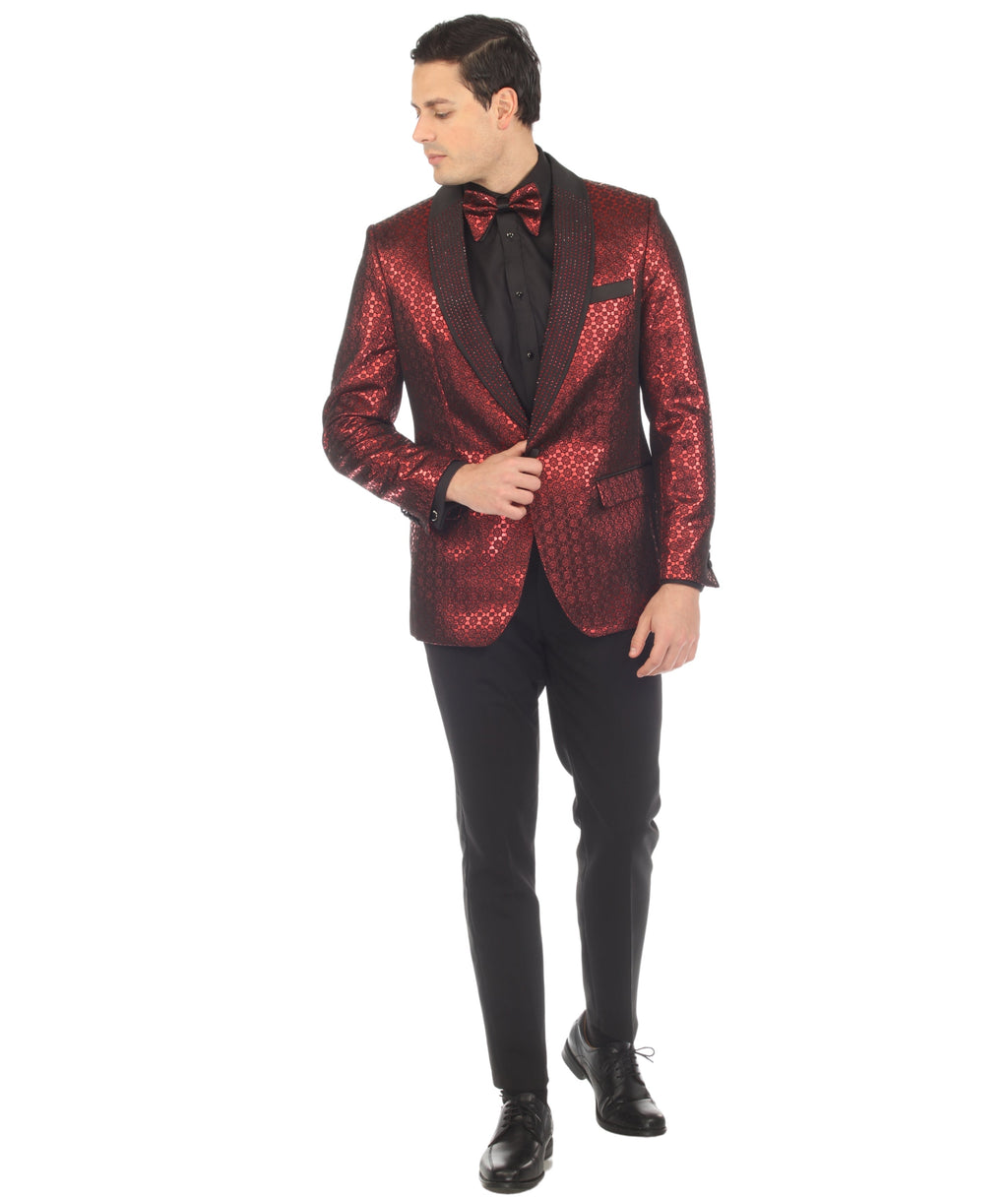 Men's Mojito Red Shawl Collar Tuxedo 1 Button 2 Vent Slim Fit