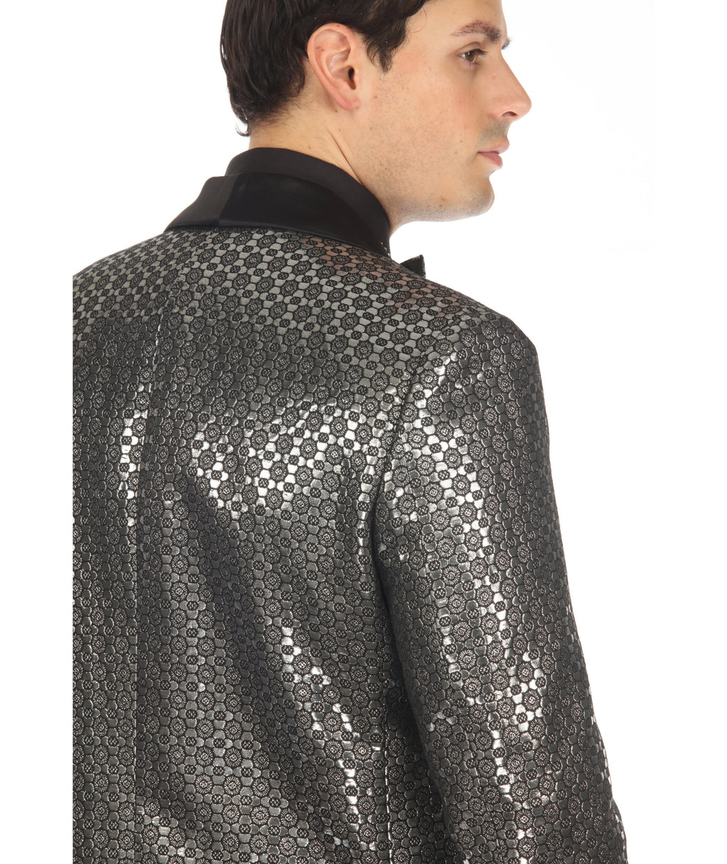 Men's Mojito Silver Shawl Collar Tuxedo 1 Button 2 Vent Slim Fit
