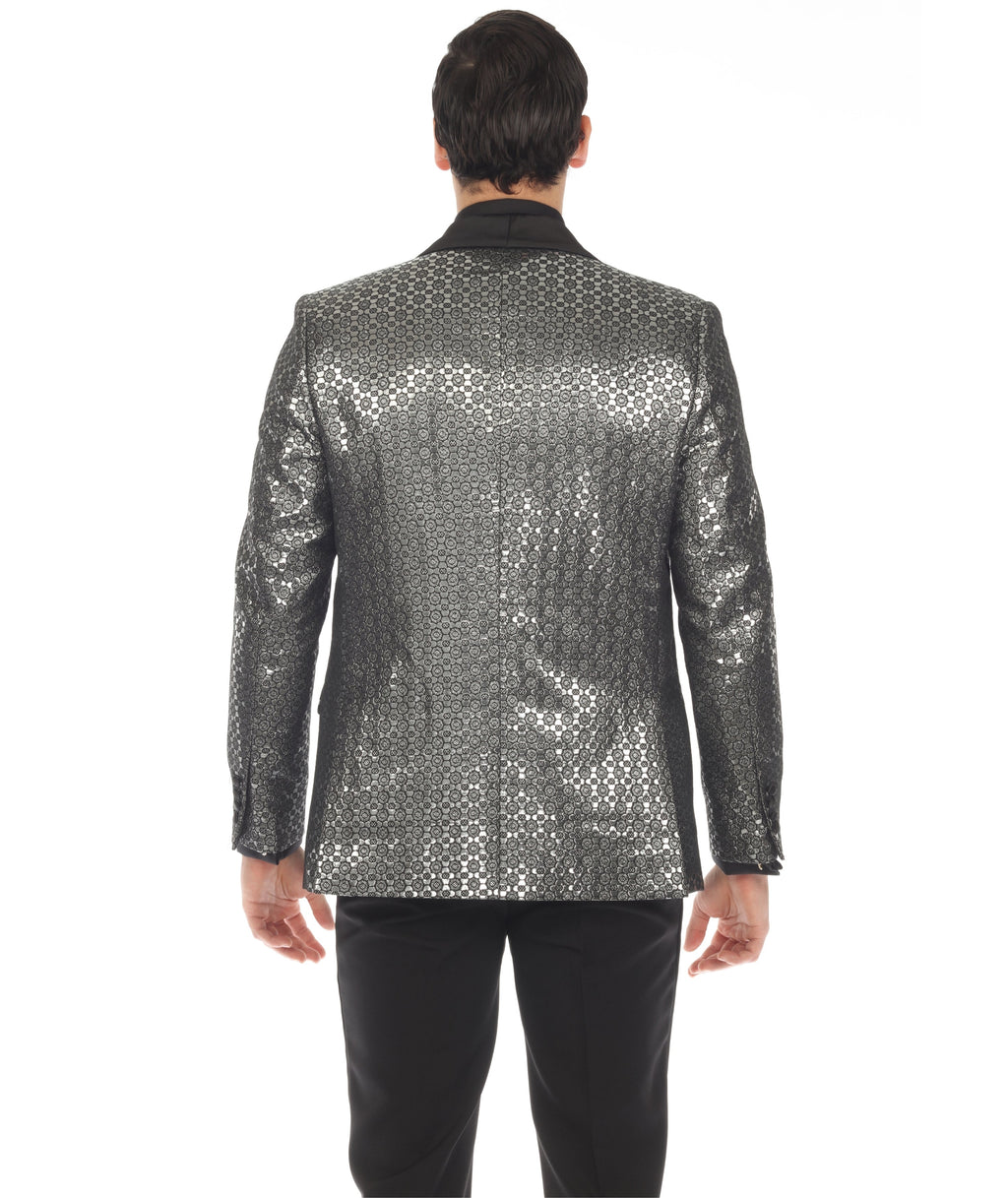Men's Mojito Silver Shawl Collar Tuxedo 1 Button 2 Vent Slim Fit