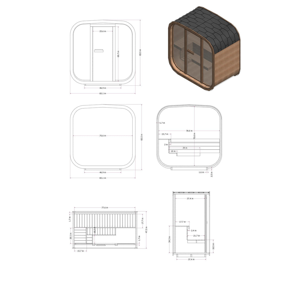 Outdoor Sauna Kit – 2-4 Person – Thermowood – Backyard Wellness – Mande MW12