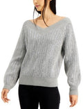 INC International Concepts Women's Embellished Sweater Charcoal Size Large