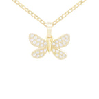 Morning Butterfly Cubic Zirconia Pendant With Necklace Set 14K Gold Filled