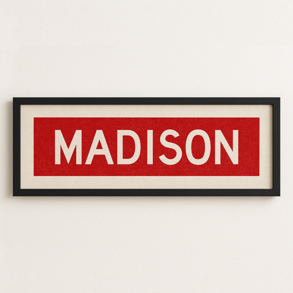 Framed Madison Red Bus Scroll