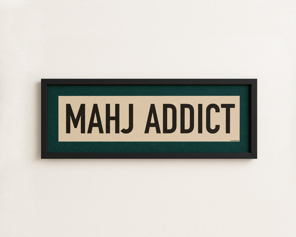 Framed Mahj Addict Mahjong Art Scroll Sign