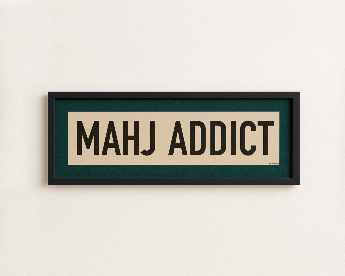 Framed Mahj Addict Mahjong Art Scroll Sign