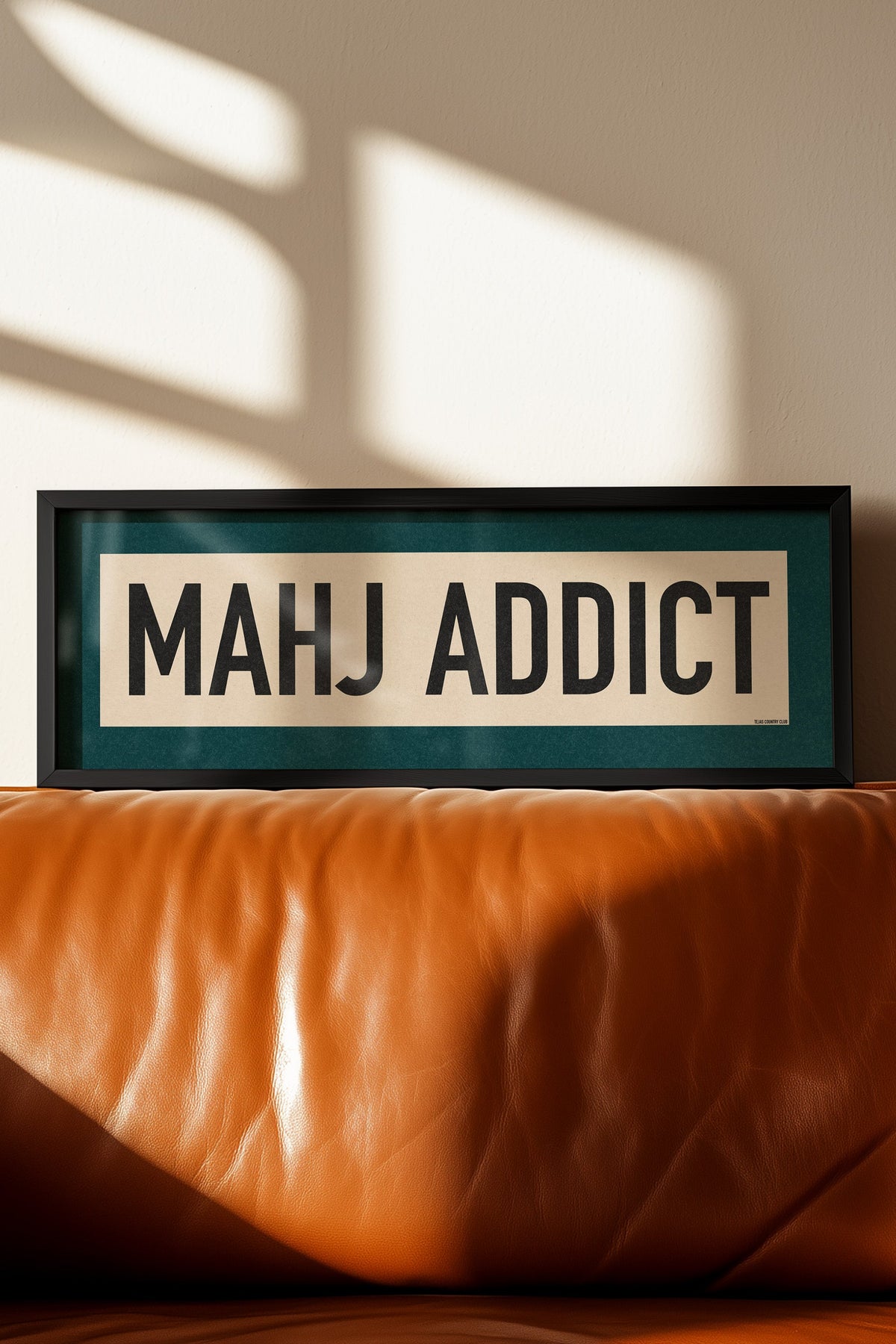 Framed Mahj Addict Mahjong Art Scroll Sign