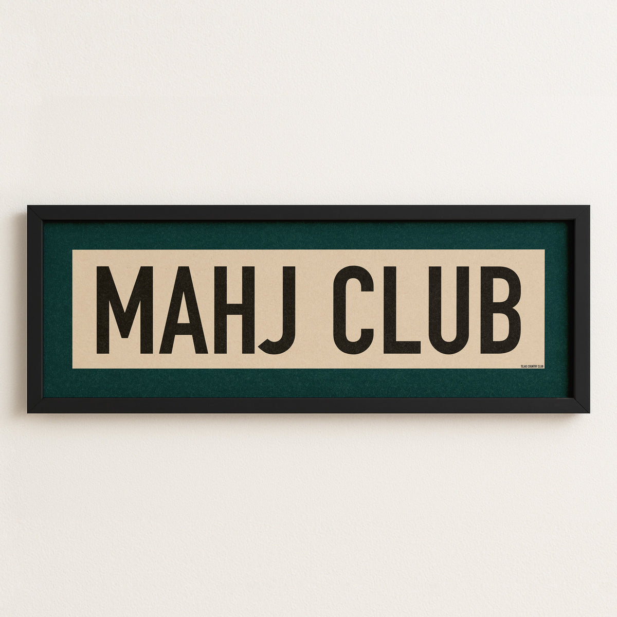 Framed Mahj Club Mahjong Art Scroll Sign