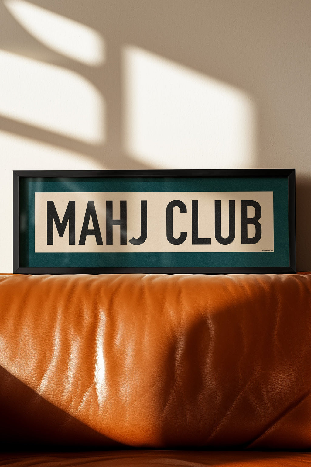 Framed Mahj Club Mahjong Art Scroll Sign