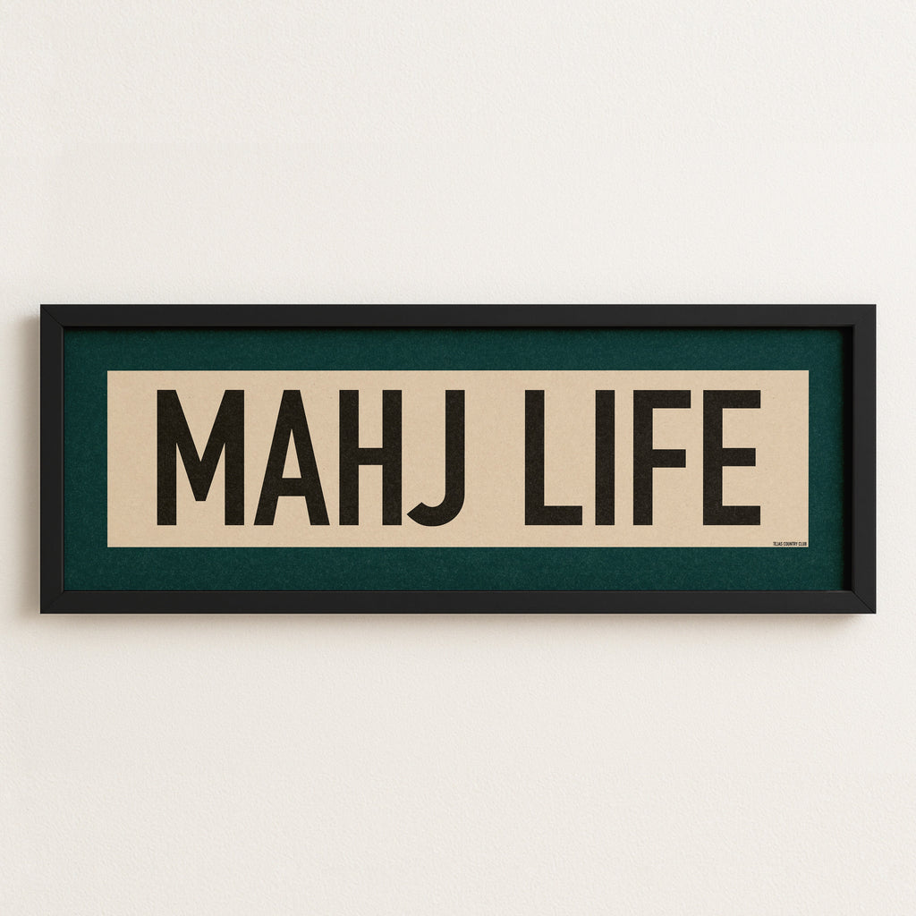 Framed Mahj Life Mahjong Art Scroll Sign