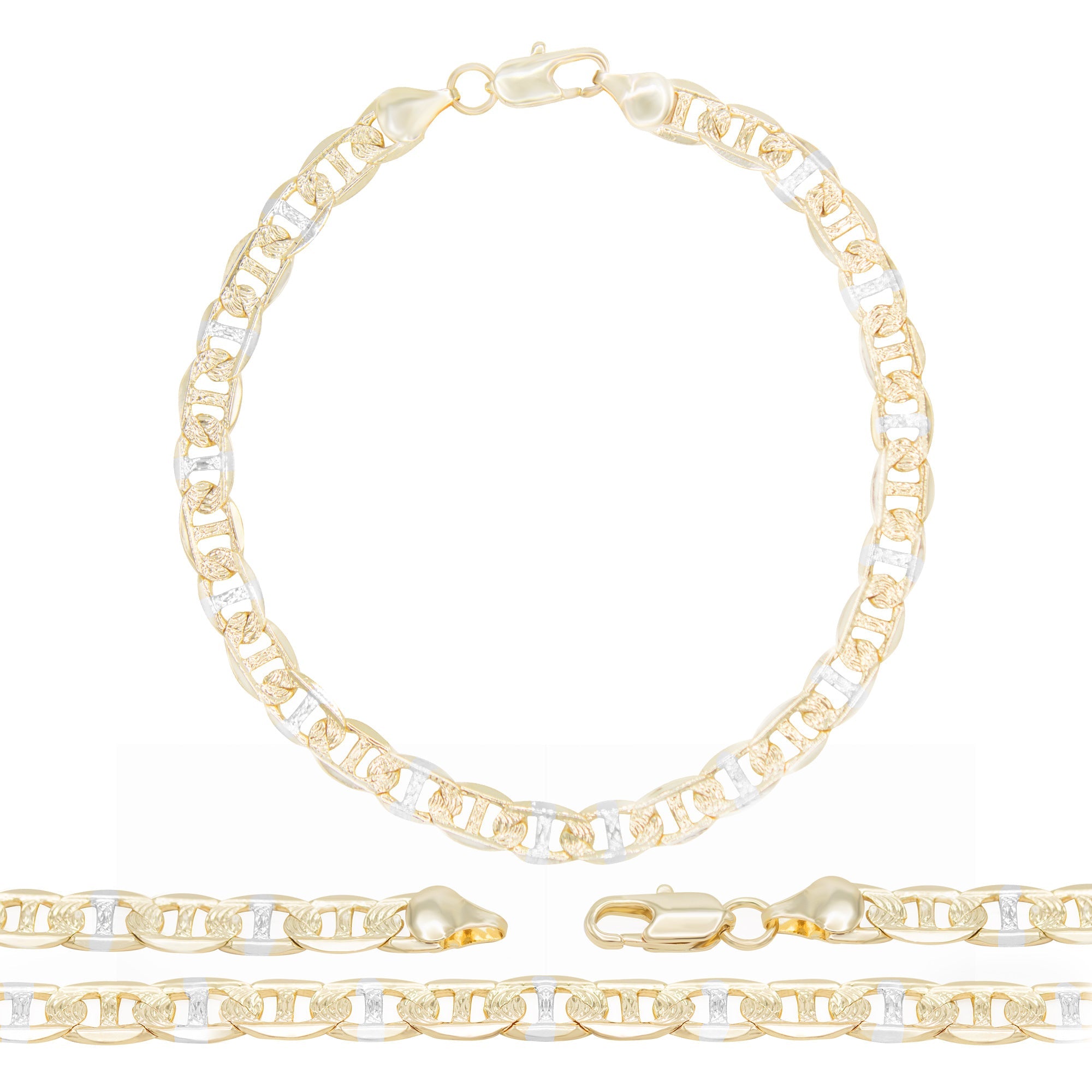 14K Gold Filled Anklet Diamond Cut Mariner Chain Anklet 10" Women Jewelry