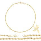 CZ Angel With Gun Pendant 14K Anklet Bracelet Gold Filled Cubic Zirconia Charm Rope Foot Chain Set 10" Women Girl Teen