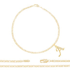 A-Z Initial Letter Pendant 14K Gold Filled Cubic Zirconia Mariner Chain Anklet 10" Set 3 mm  Women Jewelry