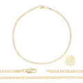 CZ Heart Charm 14K Gold Filled Anklet 10" Women Jewelry