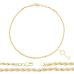 Key Pendant 14K Anklet Gold Filled Cubic Zirconia Charm Rope Chain Set 10" Women Jewelry