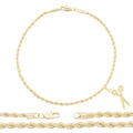 Scissors Pendant 14K Anklet Gold Filled Cubic Zirconia Charm Rope Chain Set 10" Women Jewelry