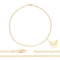 Butterfly CZ Pendant 14K Anklet Gold Filled Cubic Zirconia 10" Women